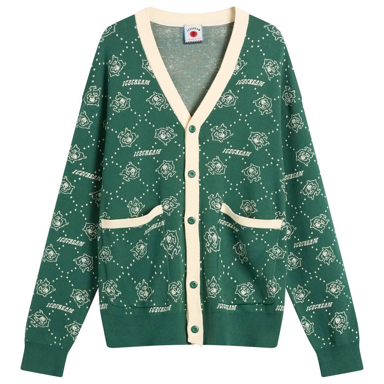Džemper BBC IceCream Monogram Knit Cardigan, Size Large Zelena | IC25333-GRN, 1