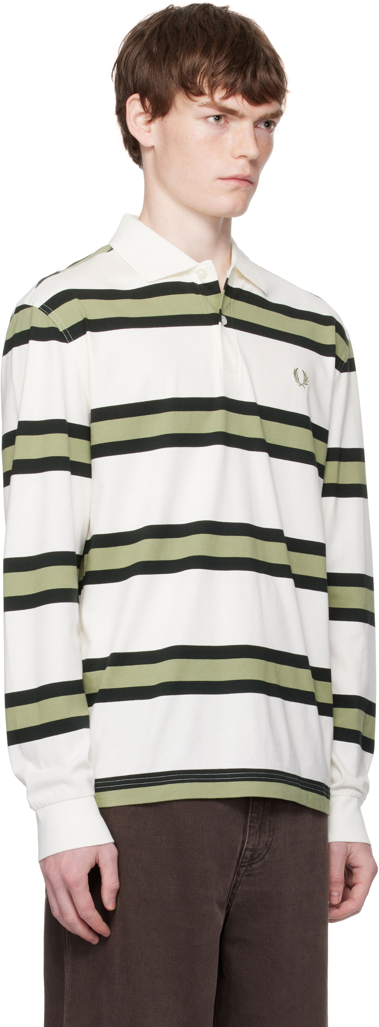 Polo majica Fred Perry Fred Perry Striped Jersey Polo Bijela | M9849, 1