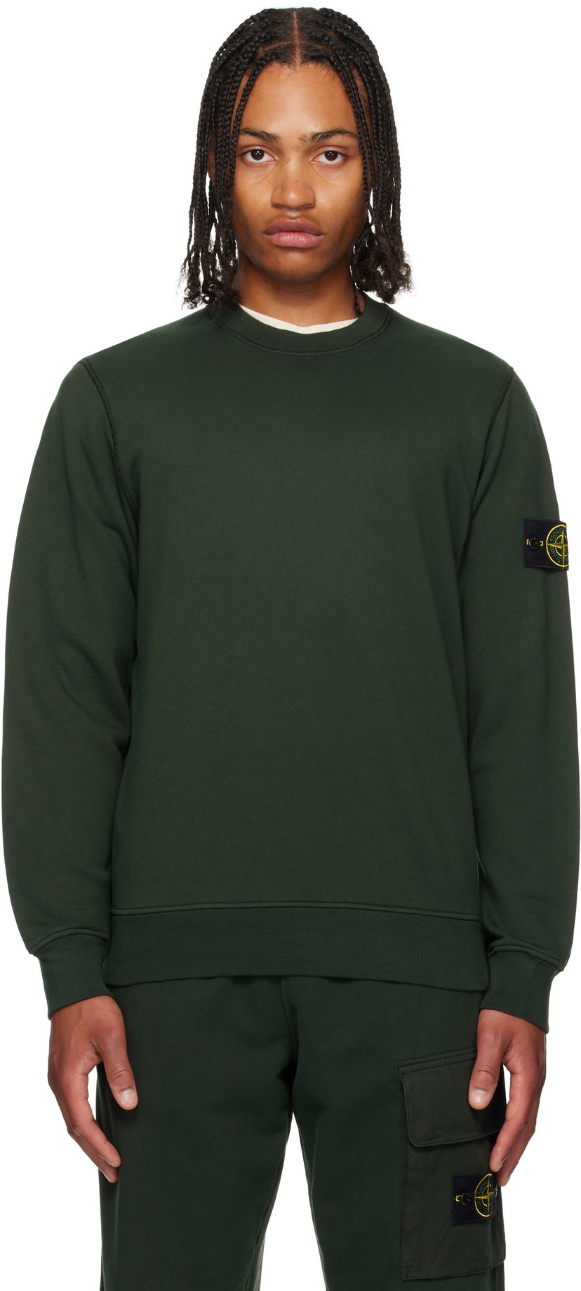 Dukserice Stone Island Organic Cotton Fleece Sweatshirt Zelena | K2S15 6100060 S0051