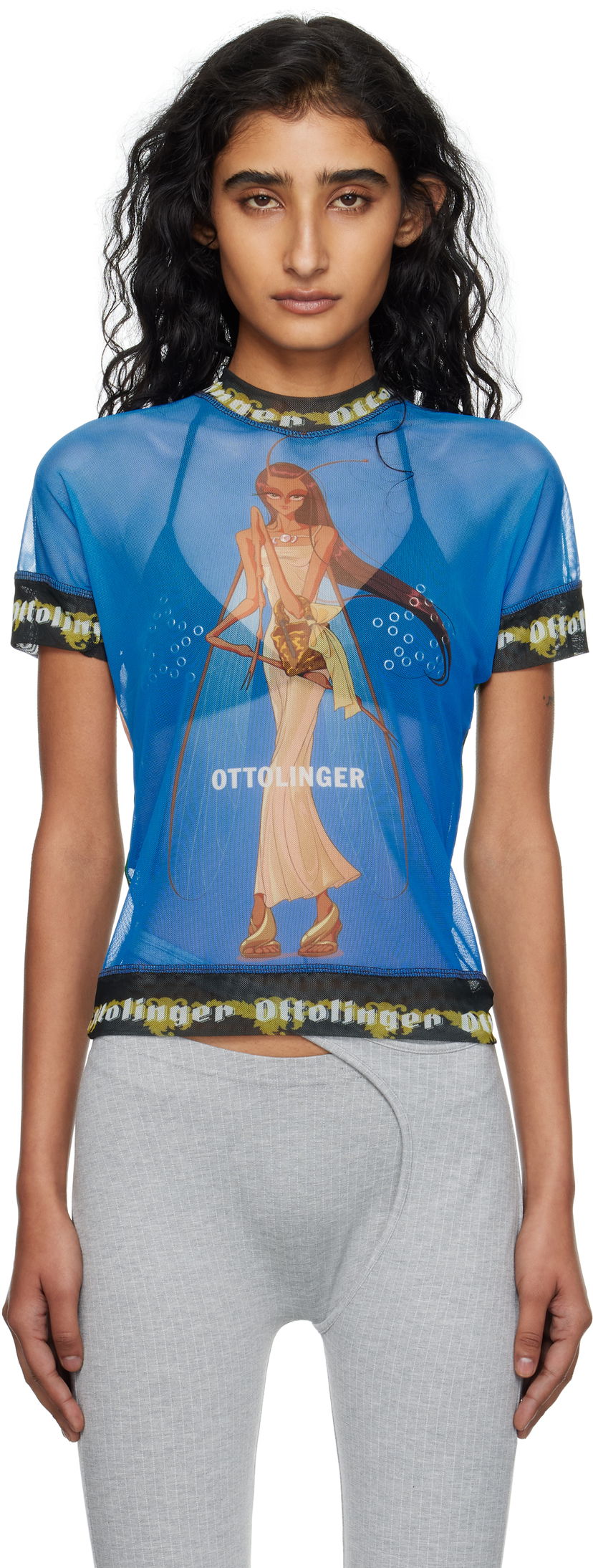 Majica kratkih rukava Ottolinger Ottolinger Oversized Mesh Graphic T-Shirt Plava | 101-100501-02