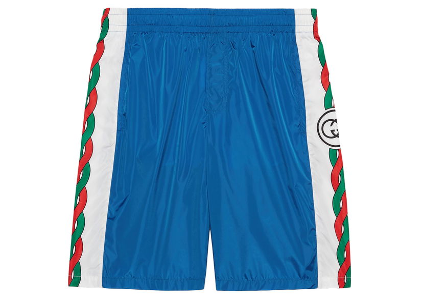 Kratke hlače Gucci Interlocking G Print Waterproof Nylon Shorts Blue Plava | 692722 XHAE1 4532