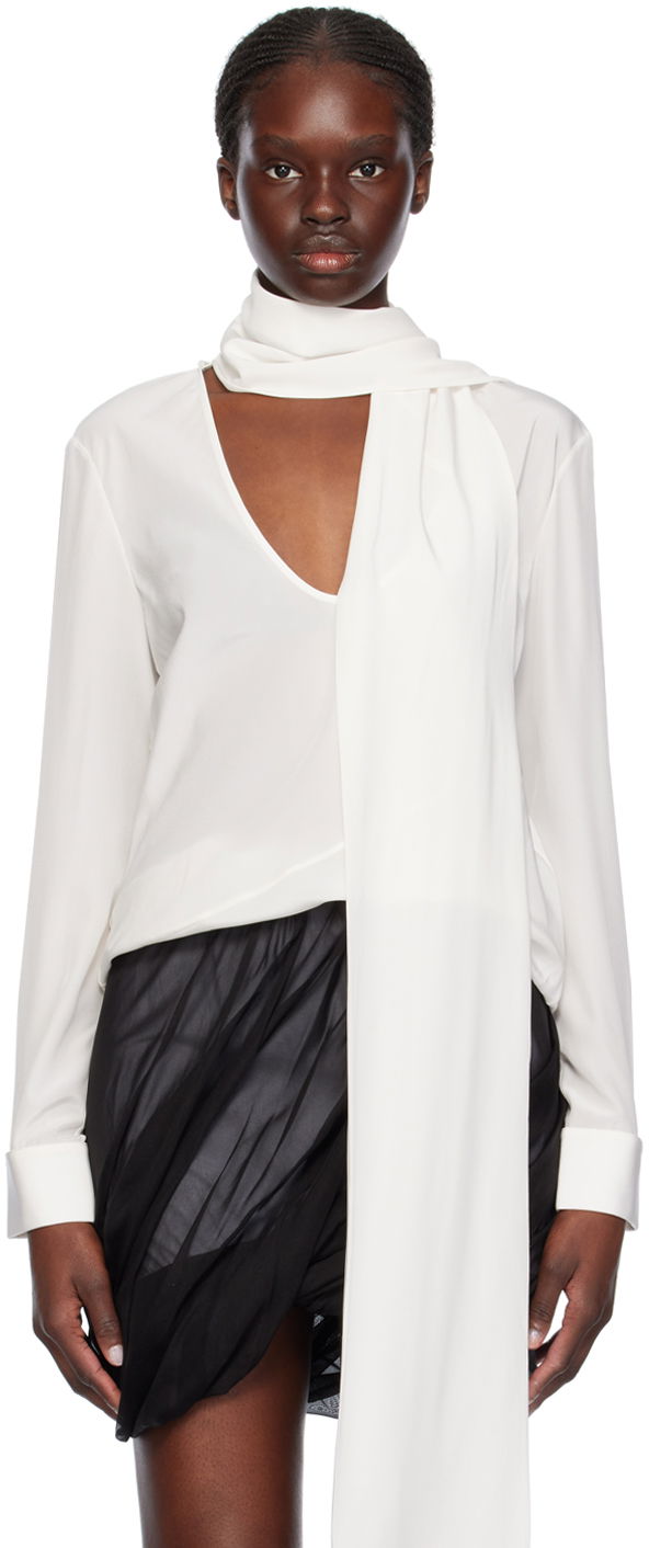 Košulja Helmut Lang Helmut Lang Scarf Neck Blouse Bijela | O01HW522