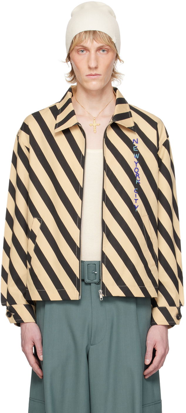 Bomber jakna Bode Domino Stripe Print Jacket Bež | MRS24JA018, 0