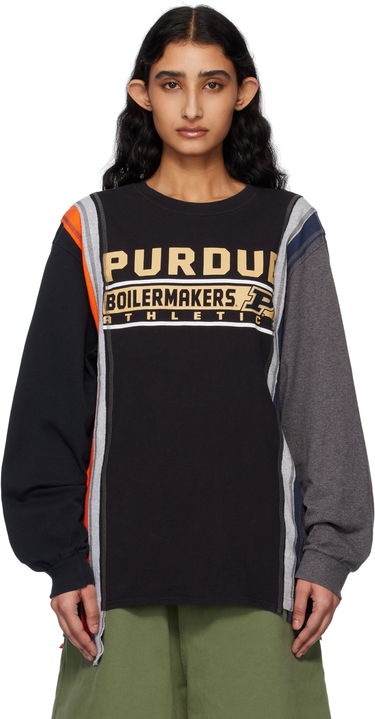 Džemper Needles NEEDLES 7 Cuts College Long Sleeve T-Shirt Crna | QV409, 0