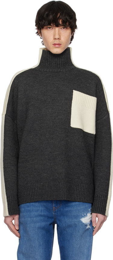 Džemper JW Anderson JW Anderson Dual Tone Turtleneck with Patch Pocket Siva | KW1308-YN0367, 0