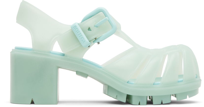 Njega cipela Bottega Veneta Bottega Veneta Gertie Fisherman Heeled Sandals Zelena | 827620 V2AS0