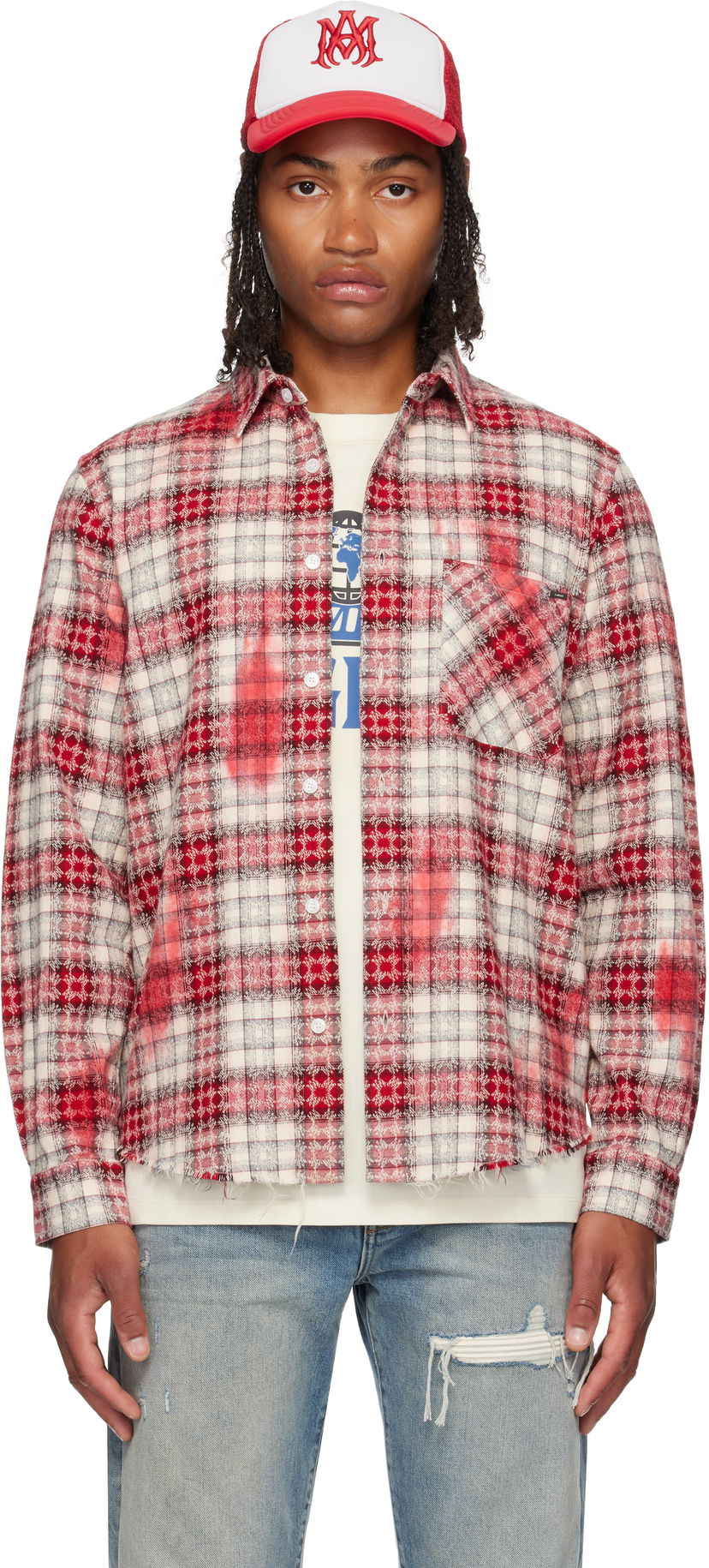 Košulja AMIRI MA Quad Bleach Distressed Plaid Flannel Shirt Višebojno | AMSTFL1014