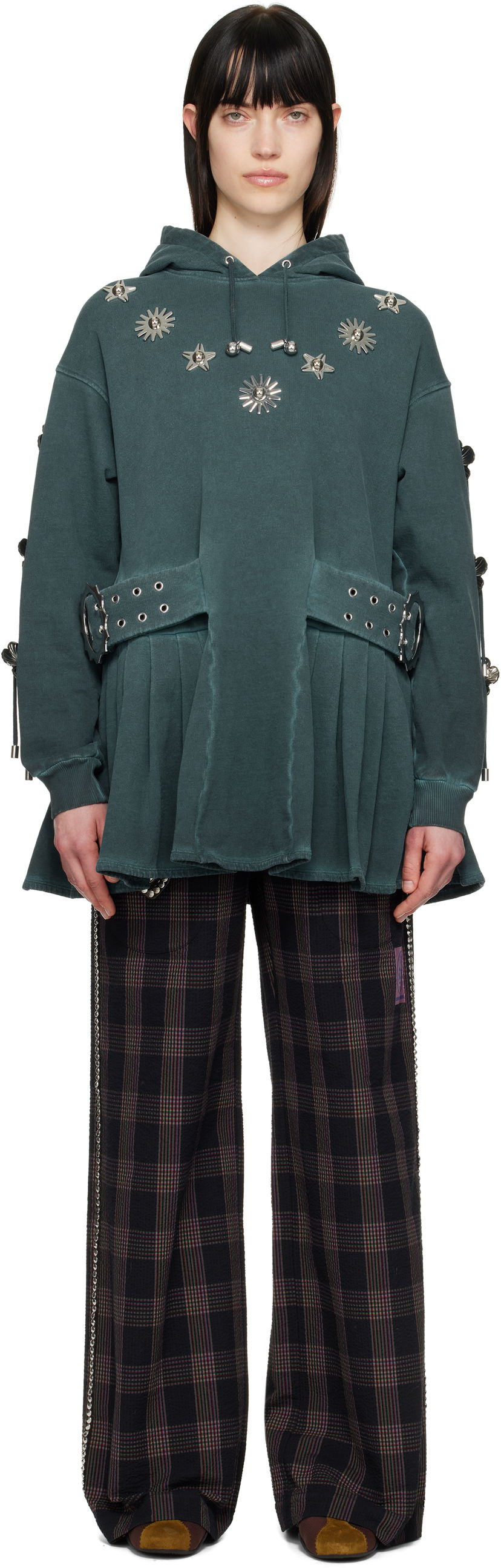 Dukserice Chopova Lowena Chopova Lowena Dallas Embellished Hoodie Minidress Zelena | 1297