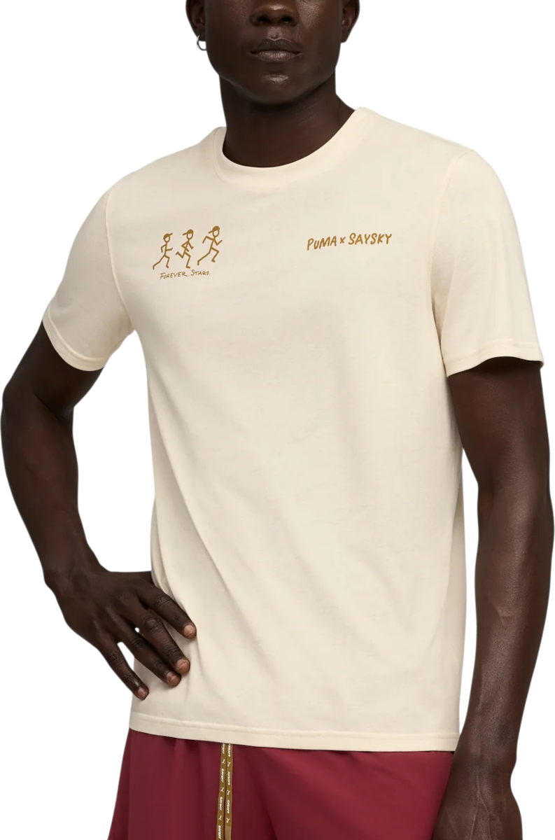Majica kratkih rukava Puma Saysky Running Graphic T-Shirt Bež | 528147-87