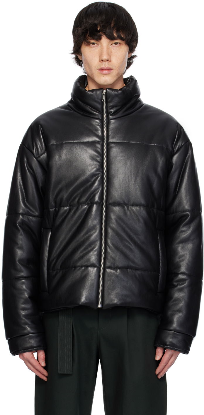 Jakna Nanushka Marron Vegan Leather Jacket Crna | NM23FWOW00599