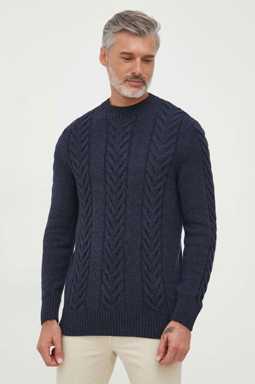 Džemper Barbour Barbour Cable Knit Sweater Tamnoplava | MKN1325