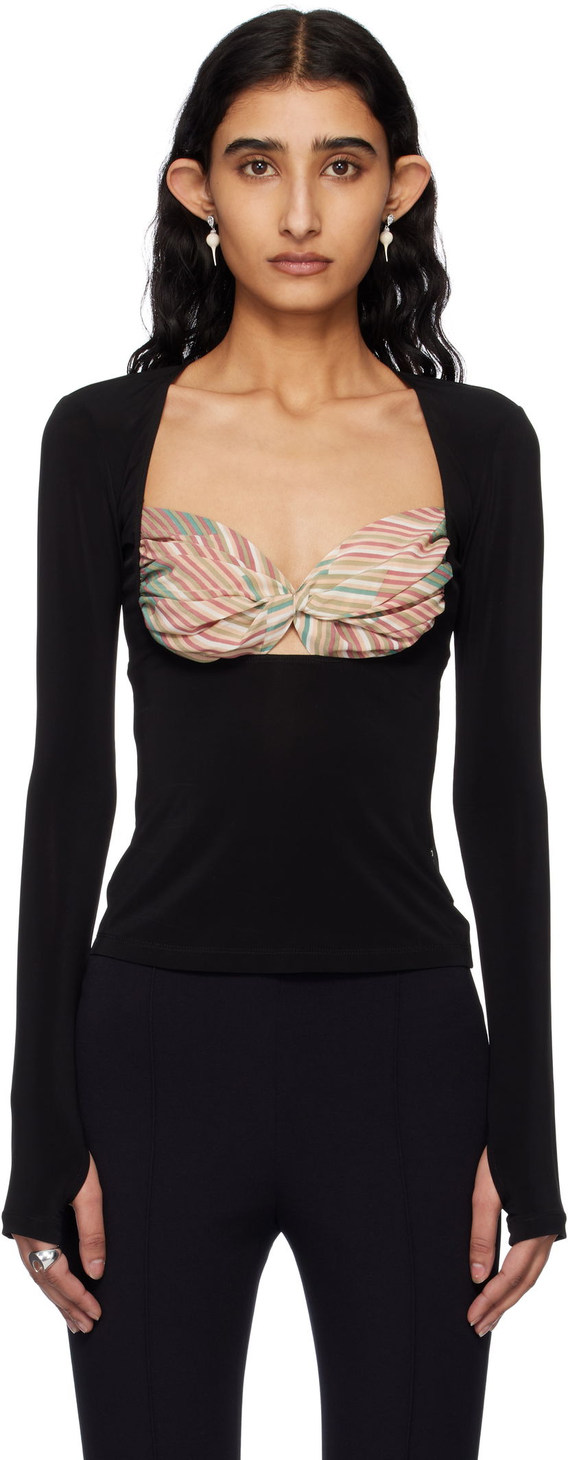 Crop top Marine Serre Marine Serre Silk Scarves Draped Top Crna | WTO427A UWOV0028