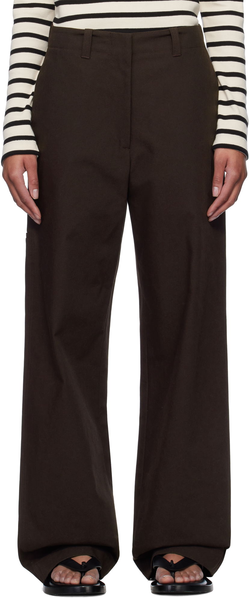 Hlače Jil Sander Jil Sander Straight-Leg Trousers Smeđa | J40KA0255_J45267