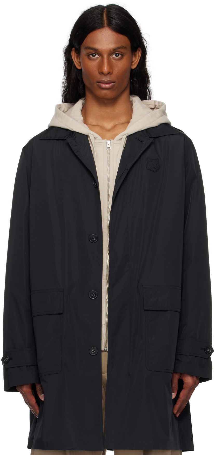Kaputi MAISON KITSUNÉ Maison Kitsuné Light Mac Coat Crna | OM02212WQ4044