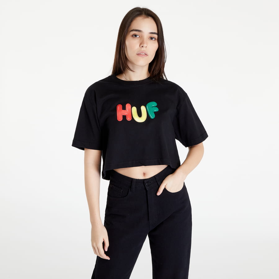 Crop top HUF Gummed S/S Crop Tee Crna | WTS0049 BLACK, 0