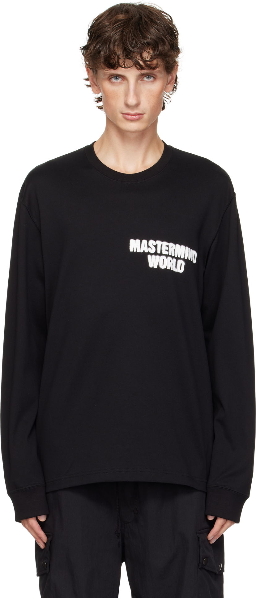Majica kratkih rukava Mastermind WORLD Long Sleeve Spray Paint T-shirt Crna | MW24S13-TS050-010