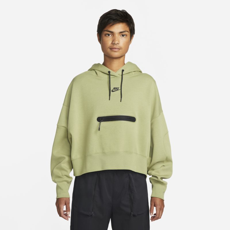 Dukserice Nike Sportswear Tech Fleece Over-Oversized Crop Pullover Hoodie Zelena | DR4973-334, 0