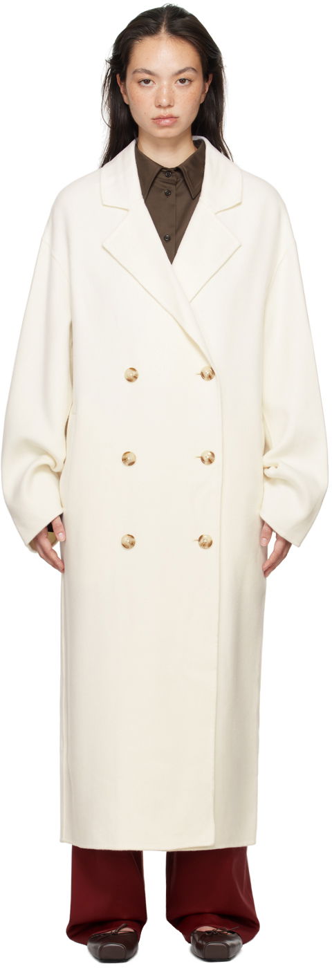 Kaputi Loulou de Saison Loulou de Saison Borneo Double-Breasted Long Coat Bijela | BORNEO