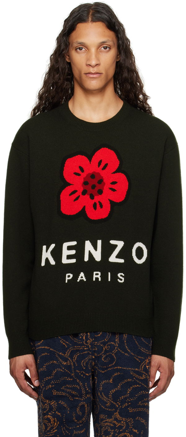 Džemper KENZO Black Paris 'Boke Flower' Wool Sweater Crna | FE65PU4873LD