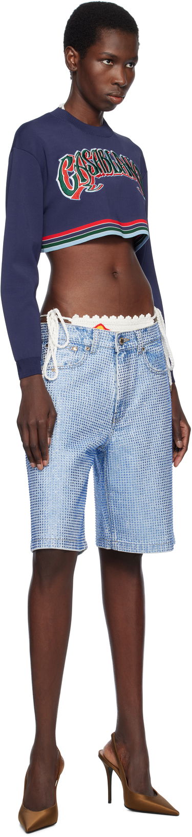 Džemper Casablanca Casablanca Baseball Cropped Sweater Tamnoplava | WS25-KW-982-01, 3