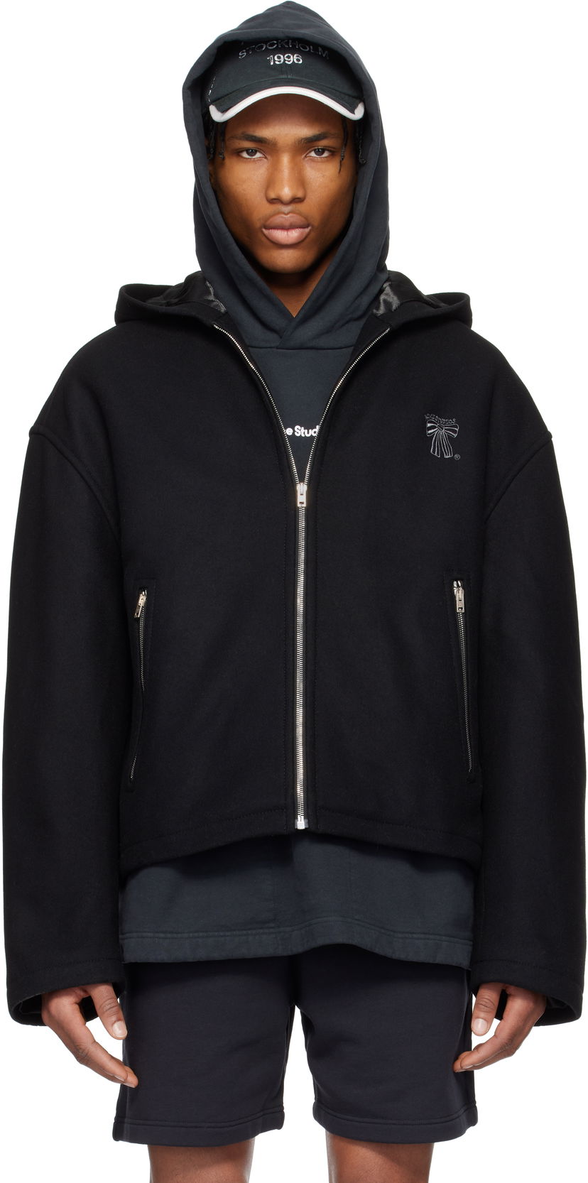 Jakna Acne Studios Acne Studios Hooded Wool Blend Jacket Crna | B90811-