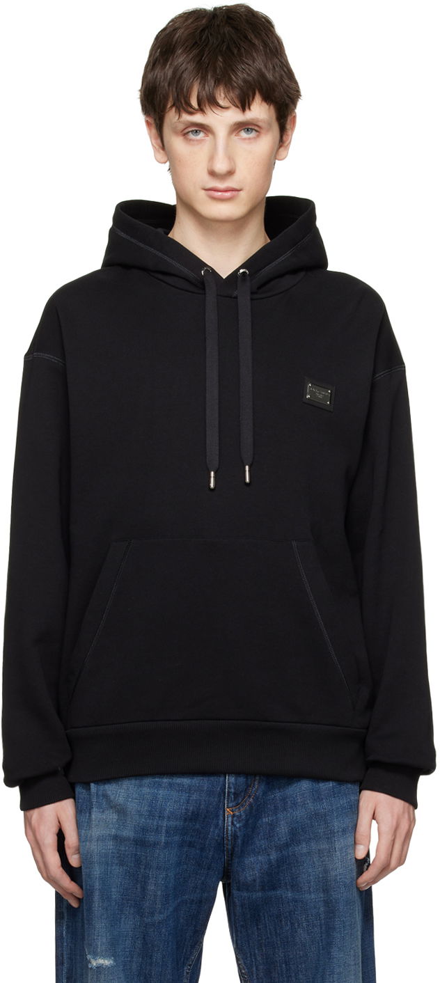 Dukserice Dolce & Gabbana Black Plaque Hoodie Crna | G9ZU0TG7F2G