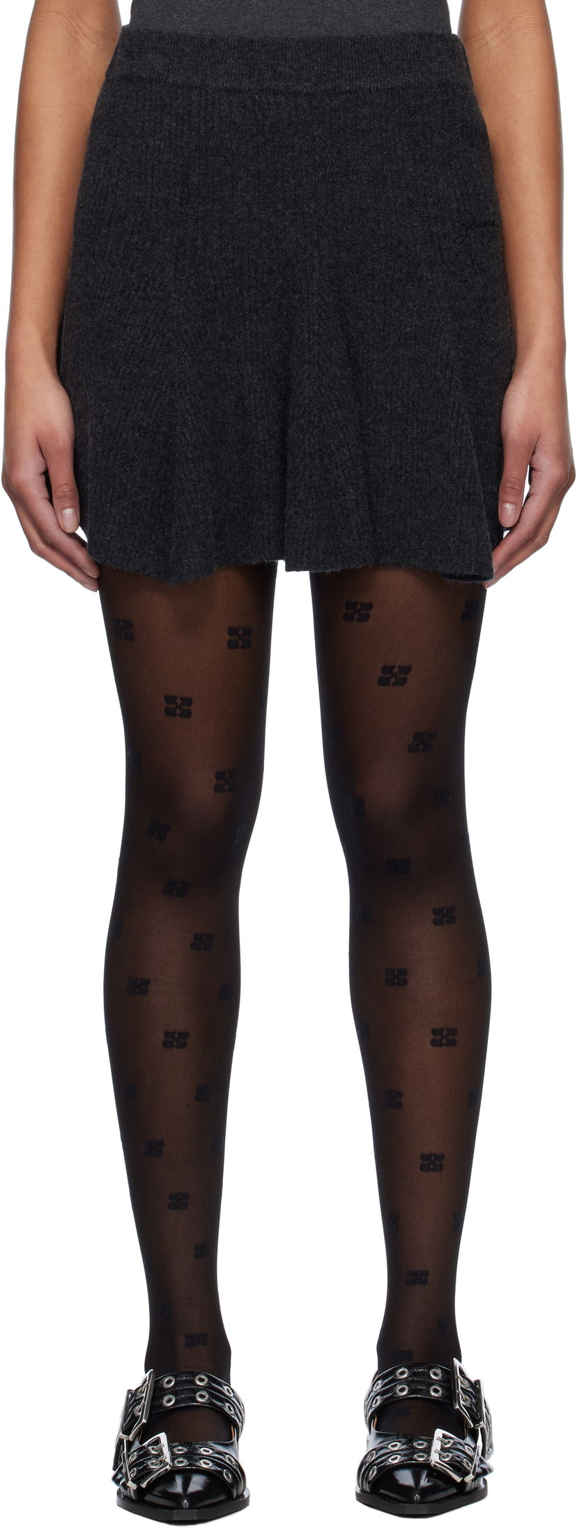 Suknja GANNI GANNI Cashmere Blend Mini Skirt Siva | K2420