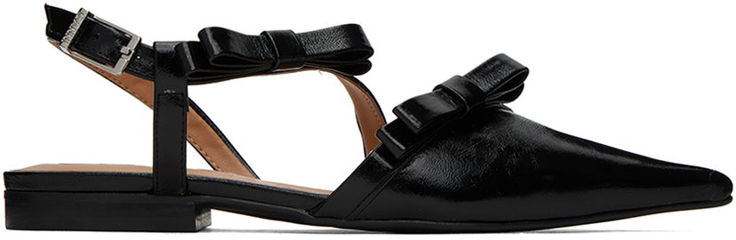 Njega cipela GANNI GANNI Multi Bow Pointy Cut-Out Ballerina Flats Crna | S2436