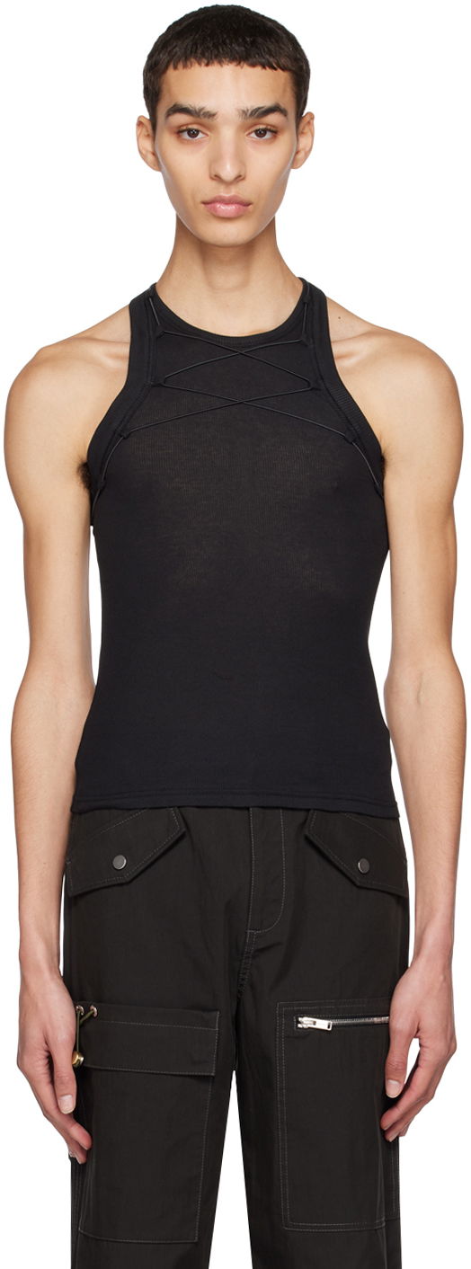 Majica bez rukava Dion Lee Lace Tank Top Crna | C3099R23