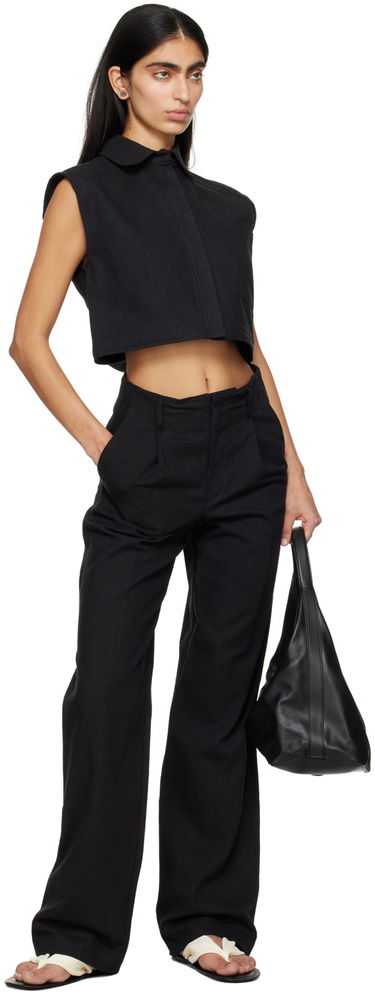 Hlače Loulou de Saison Loulou de Saison Jiva Wide-Leg Trousers Crna | JIVA, 3
