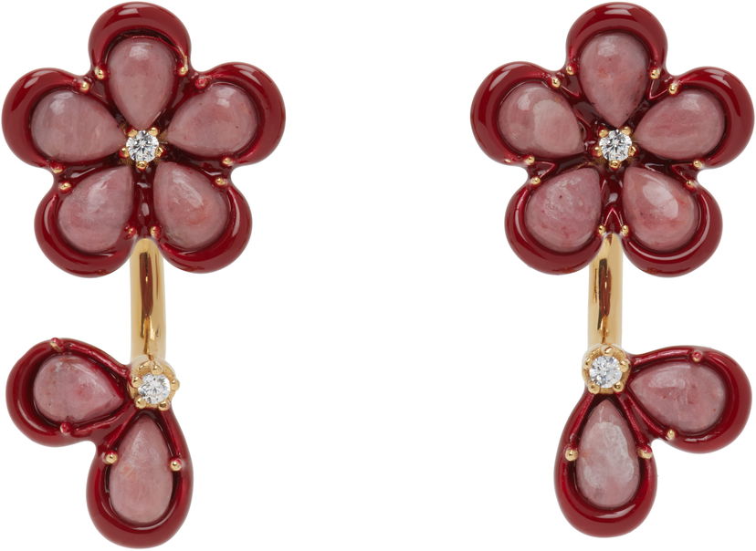 Naušnice Bottega Veneta Bottega Veneta Flower Drop Earrings Crvena | 804878 V53E1