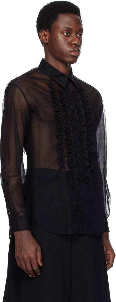 Košulja Simone Rocha Simone Rocha Sheer Ruffle Bib Shirt Crna | 5241 0069, 1