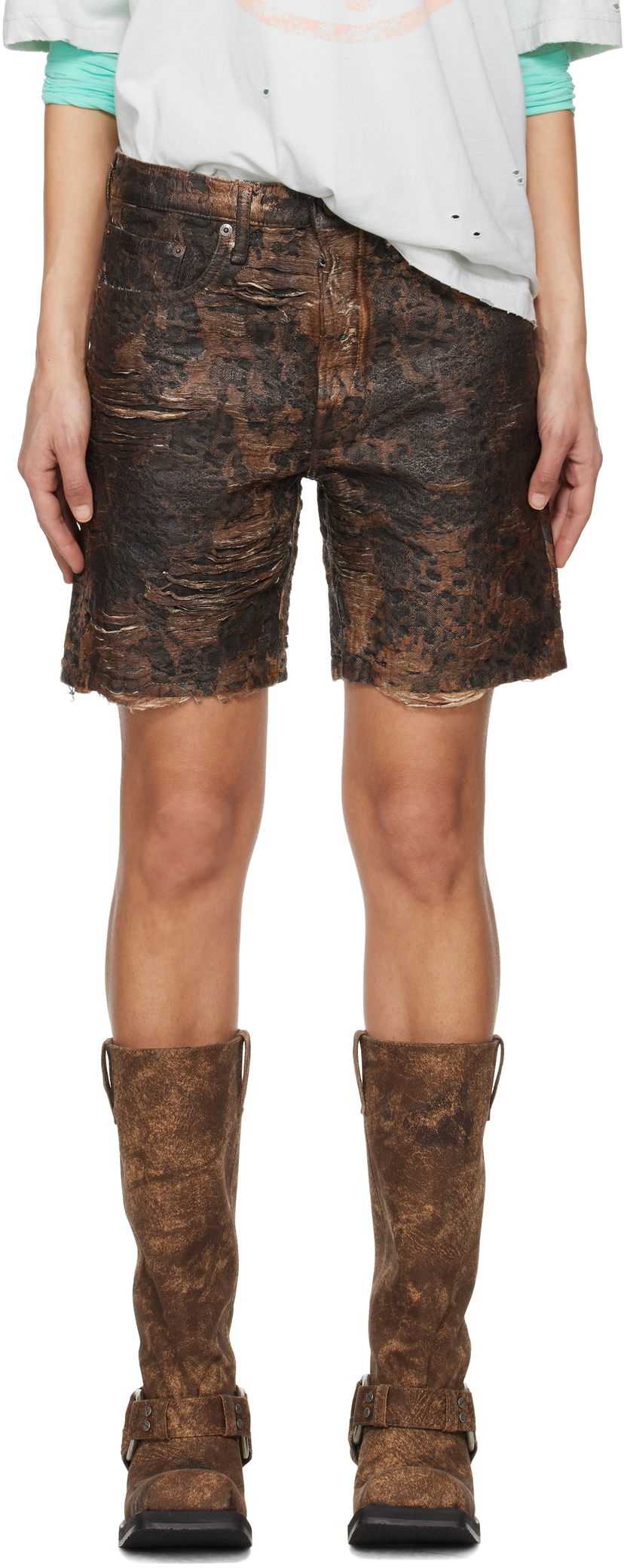 Kratke hlače Acne Studios Acne Studios Monogram Loose-Fit Denim Shorts Smeđa | BE0176-
