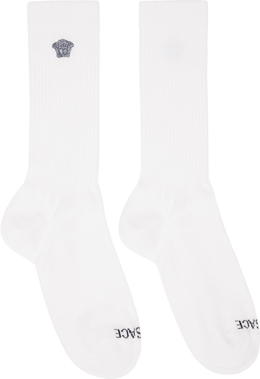 Čarape Versace Versace Embroidered Medusa Ribbed Socks Bijela | 1008835_1A13105