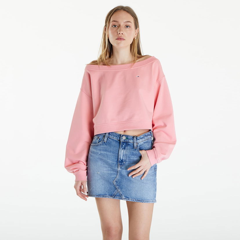 Dukserice Tommy Hilfiger Cropped Off Shoulder Sweatshirt Ružičasta | DW0DW17956 TIC