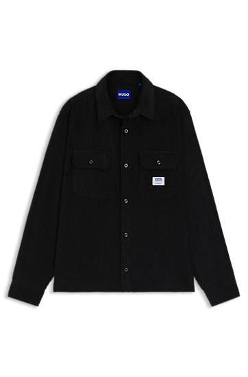 Košulja BOSS Oversized-fit Cotton Corduroy Shirt Crna | 50549793