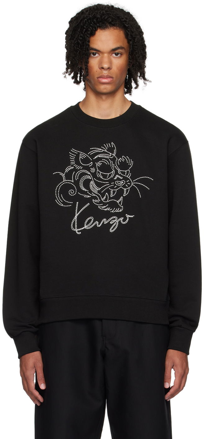 Dukserice KENZO Black Paris Star Tiger Sweatshirt Crna | FE65SW2184MG