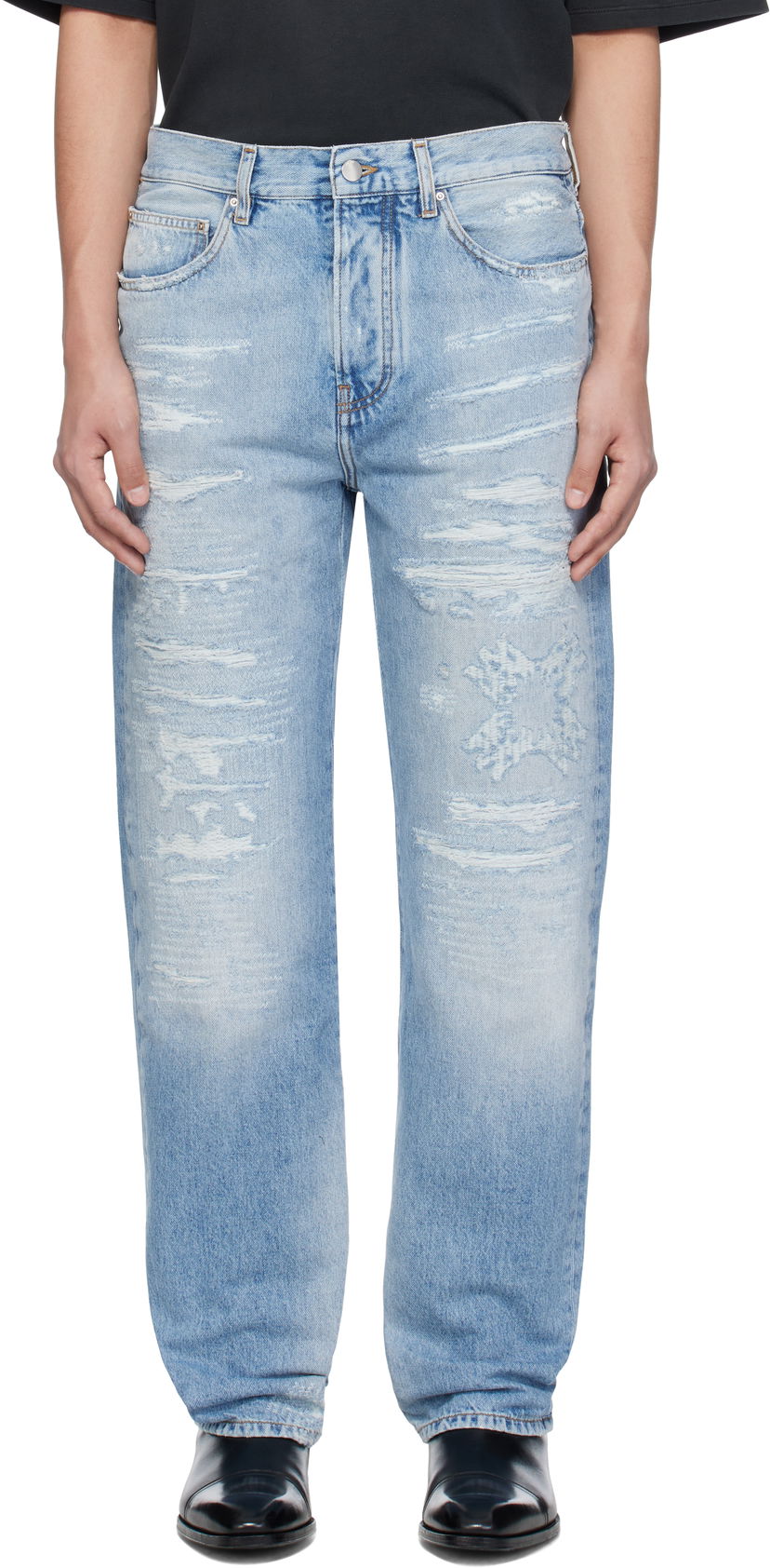 Jeans AMIRI AMIRI 'MA' Quad Repaired Straight Jeans Plava | AMDNGH1070