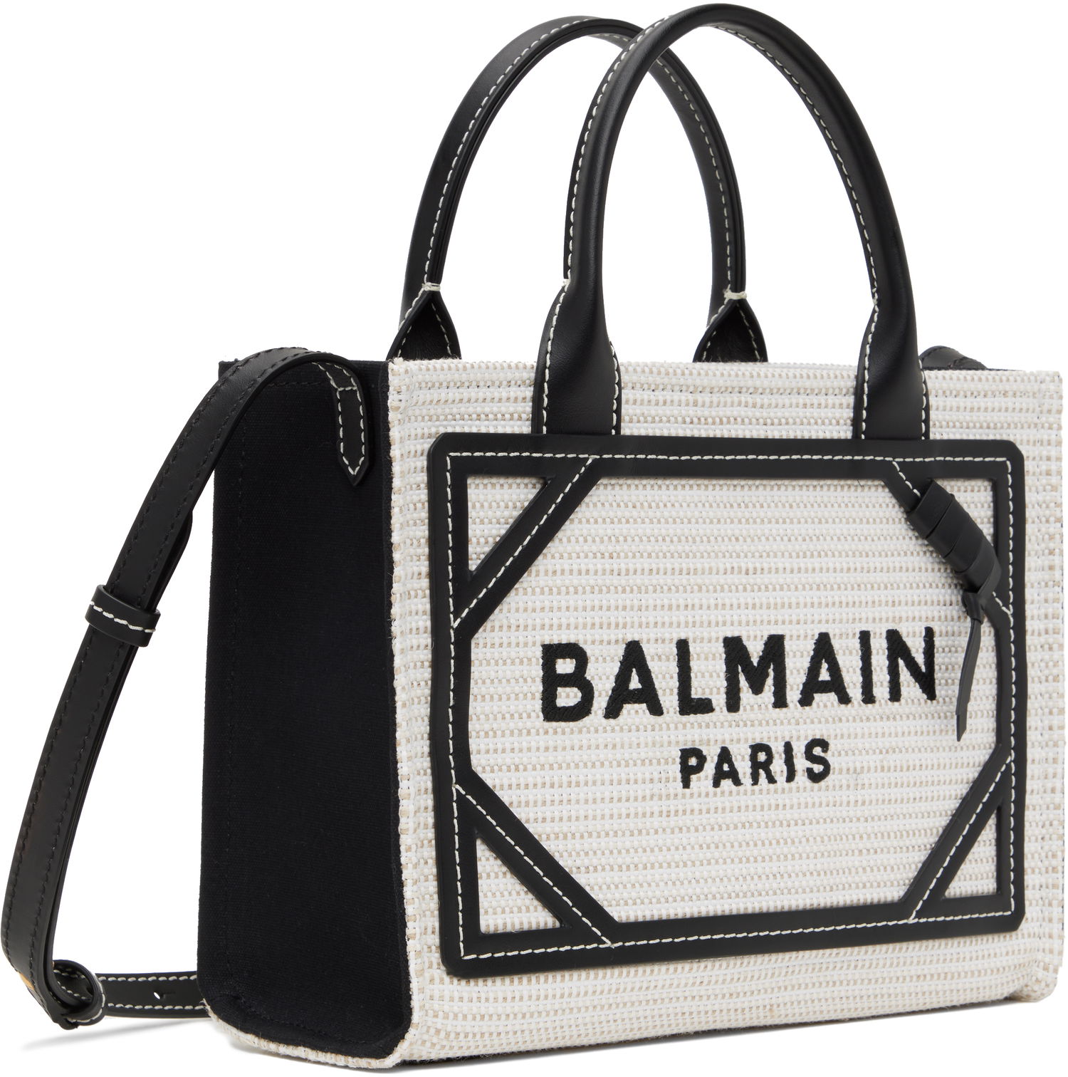 Tote bag Balmain Balmain B-Army Small Raffia Tote Crna | EN0FE900TCRB, 1