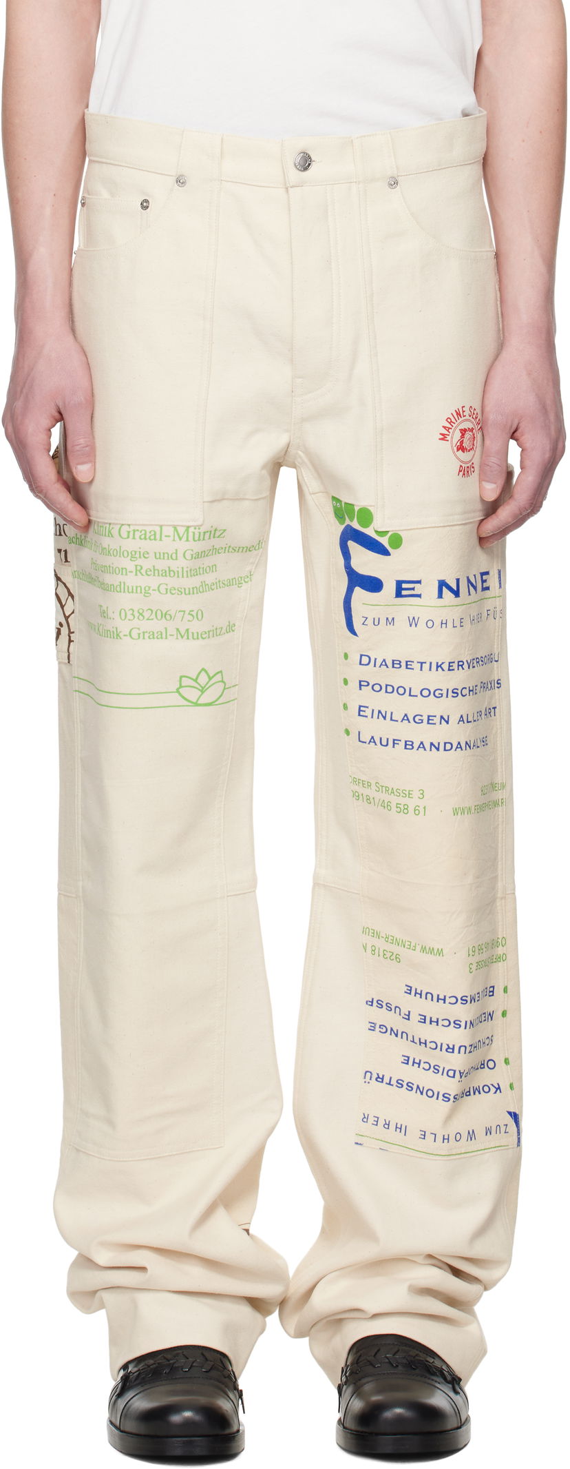 Jeans Marine Serre Marine Serre Regenerated Workwear Trousers Bež | UPA059A UWOV0009