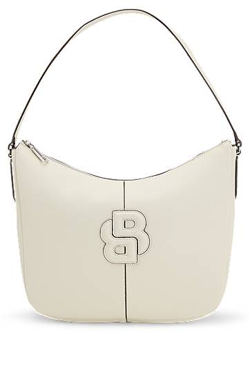 Torba za rame BOSS Balenciaga Hobo Bag with Double B Monogram Bijela | 50541459
