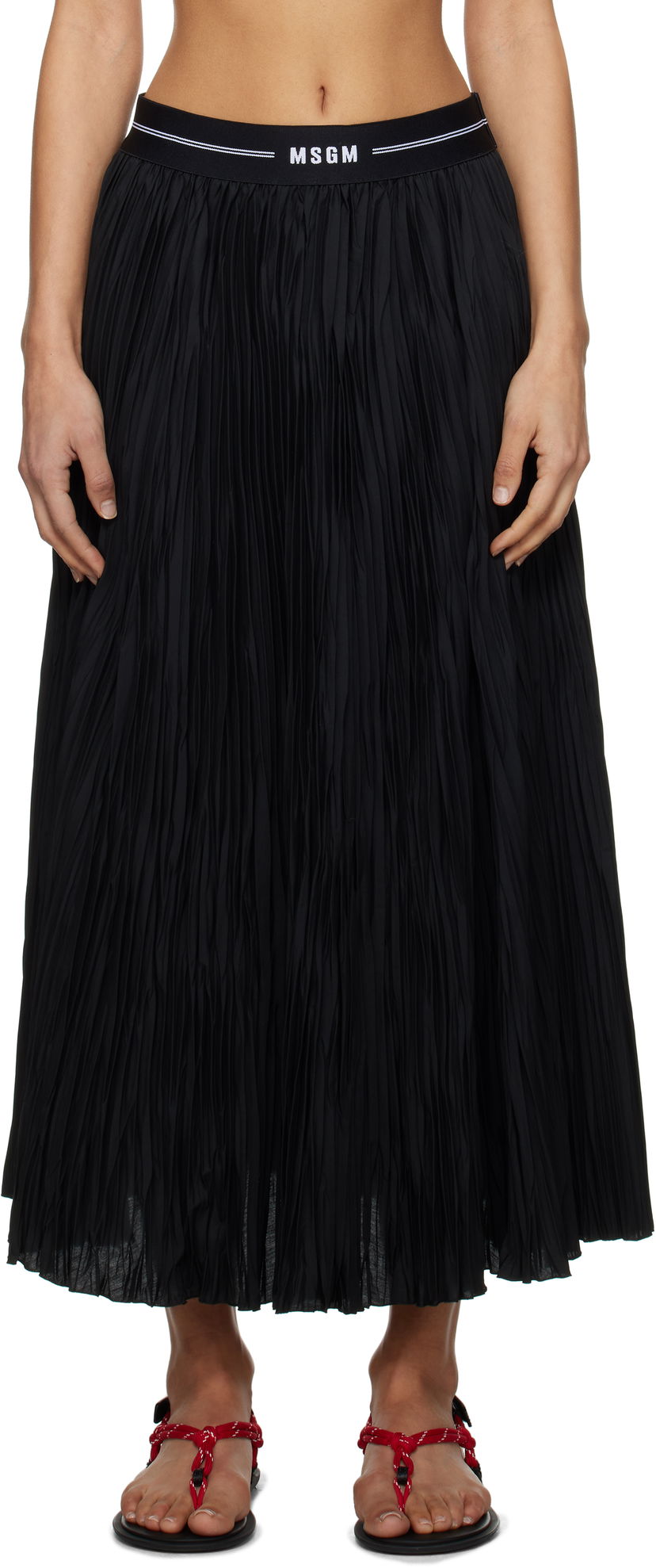 Suknja MSGM MSGM Pleated Midi Skirt Crna | 3841MDD29P 257264