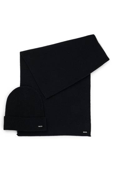 Šal BOSS Ribbed Scarf and Beanie Hat Set Crna | 50502539