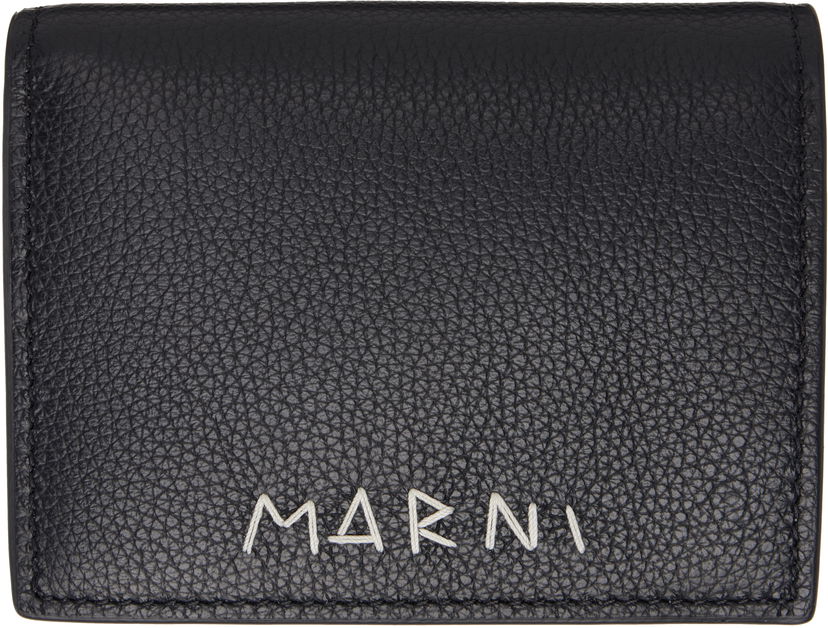 Novčanik Marni Marni Mending Embroidery Leather Bifold Wallet Crna | PFMI0098U0 P6533