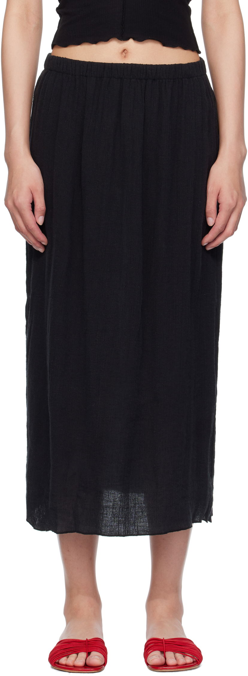 Suknja Baserange Baserange Folio Midi Skirt Crna | SKFO-LC-SU25