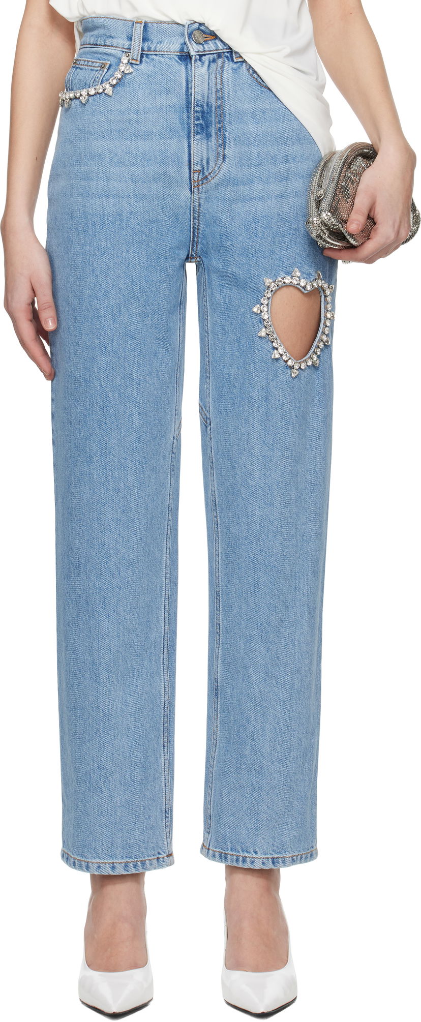 Jeans Area AREA Crystal Heart Cutout Jeans Plava | 0000PA0069DE01
