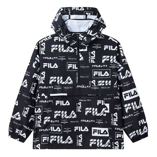 Vjetrovka FILA Logo Print Loose Fit Hooded Jacket Crna | F11M934708F-PT