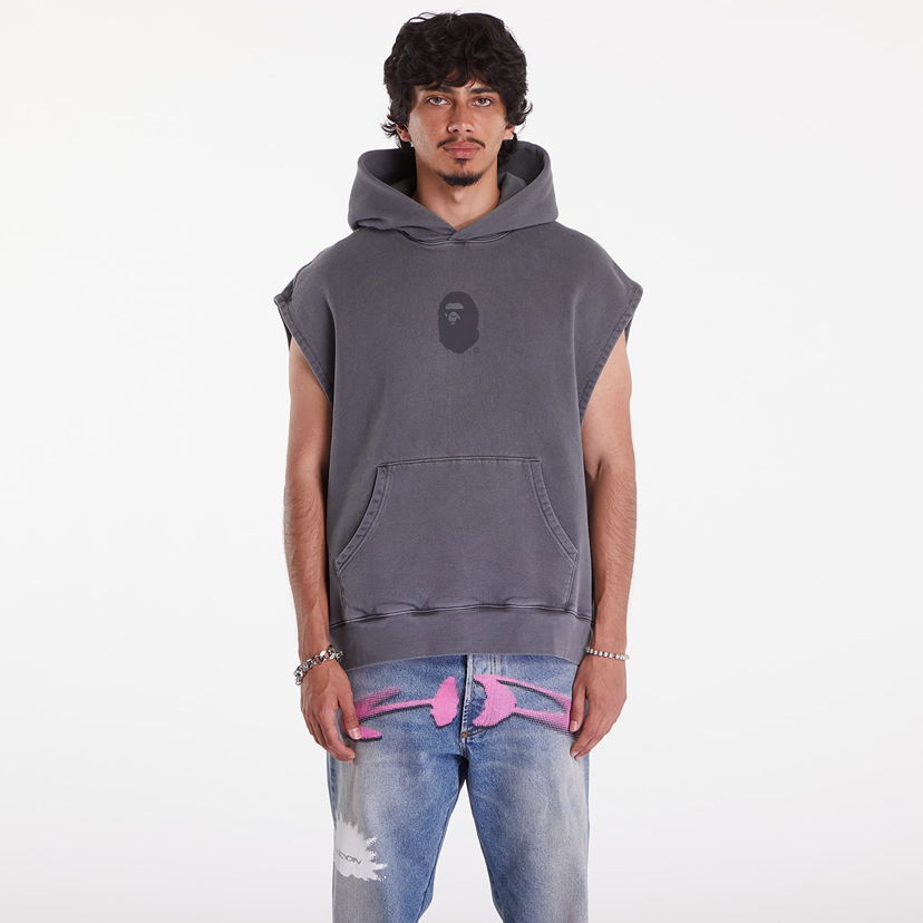 Dukserice BAPE A BATHING APE Bape Sleeveless Pullover Hoodie Charcoal Siva | 001PPJ801055ICHA