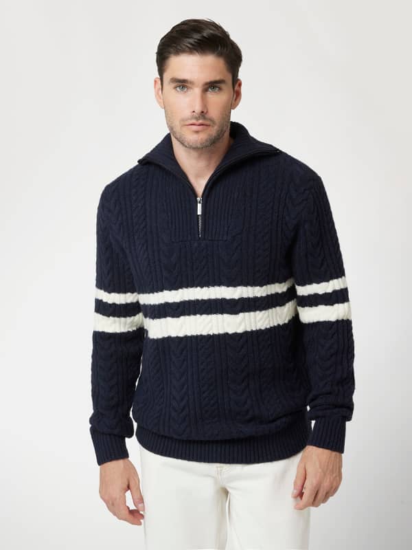 Džemper GUESS Wool Blend Zip Sweater Tamnoplava | M4BR12Z3HA2