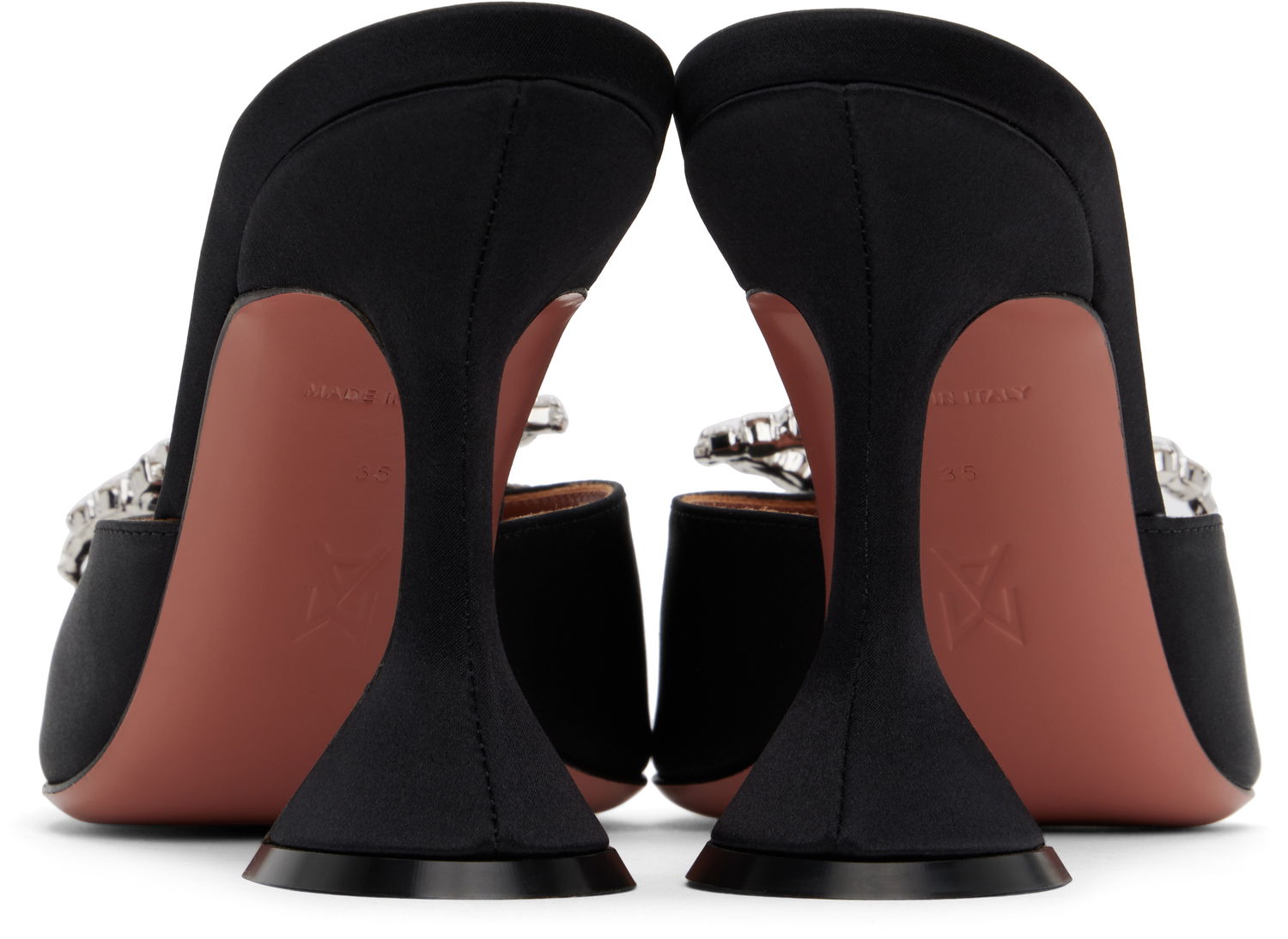 Dodaci Amina Muaddi Amina Muaddi Rosie Slipper Heeled Sandals Crna | ROSIE SLIPPER CL SATIN, 1
